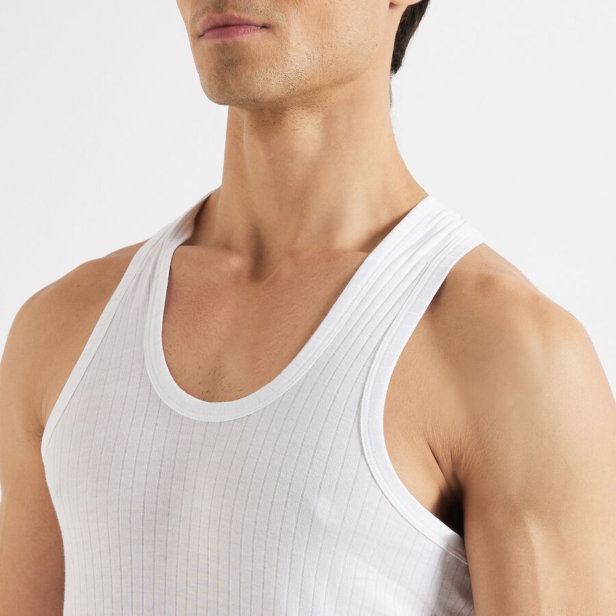 Men's Cotton Vest, White, large image number null