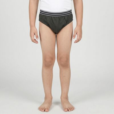 Boys' Olive Green Regular Fit Solid Briefs