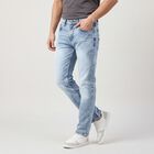 Men's Light Blue Slim Fit Faded Jeans, Mid Blue, small