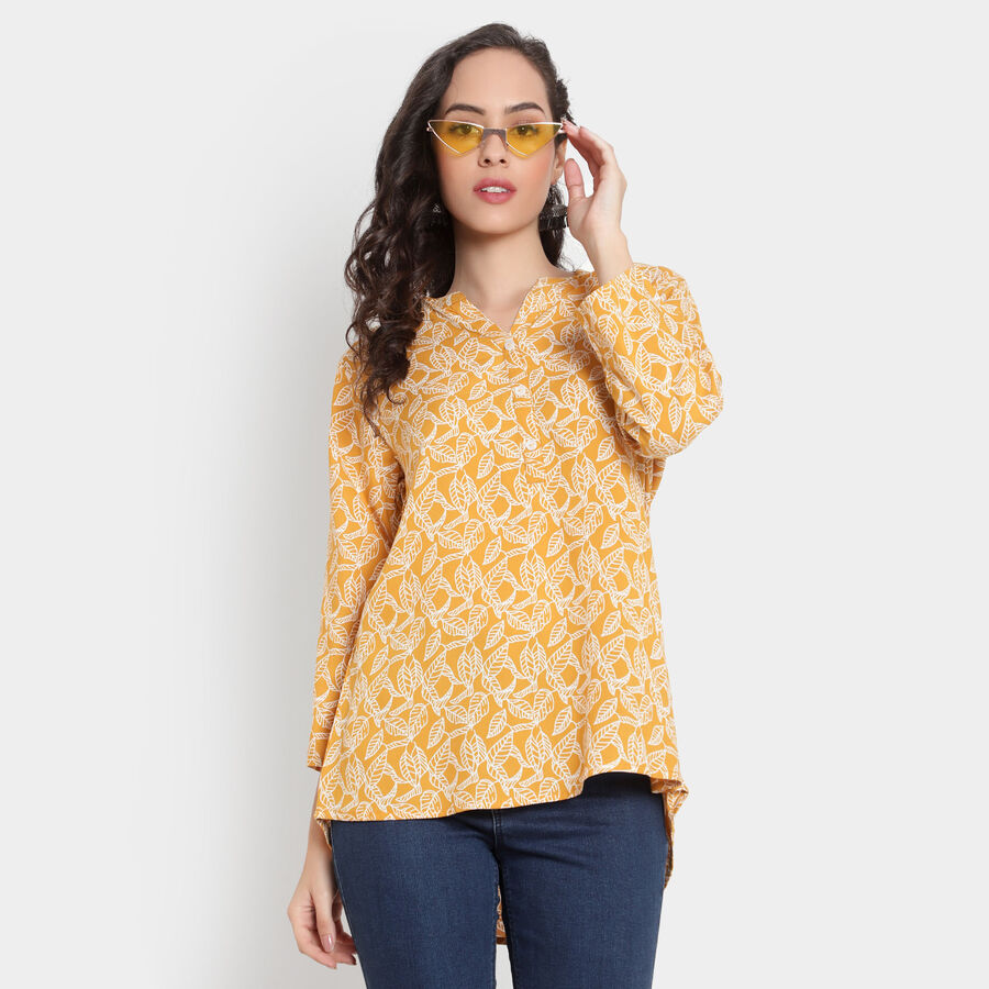 Printed 3/4Th Sleeves Straight Kurta, Mustard, large image number null