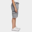 Boys Light Grey Regular Fit Printed Elastic Waist Bermuda Shorts, Light Grey, small
