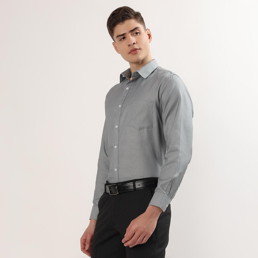 Men's Dark Grey Spread Collar Formal Shirt, Dark Grey, large