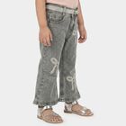 Girls Grey Flared Fit Sequin Applique Jeans, Light Grey, small