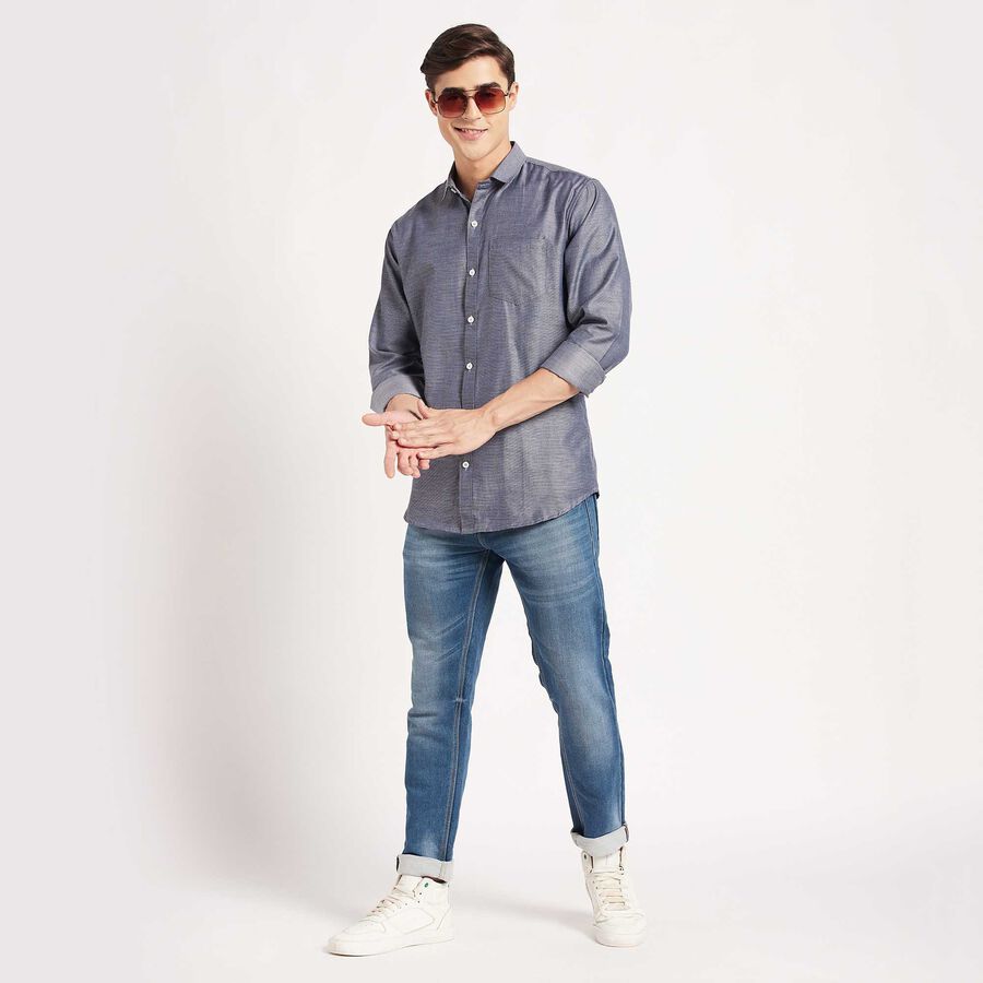 Solid Casual Shirt, Dark Grey, large image number null