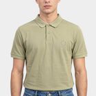 Men Olive Green Cotton Polo Neck Polo T-Shirt, Light Green, small