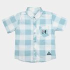 Boys Light Blue Cotton Spread Collar Casual Shirt, Light Blue, small