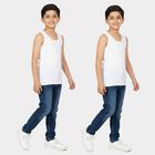 Boys White Round Neck Vest, सफ़ेद, small
