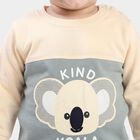 Infants' Beige Cotton Round Neck Koala Graphic Baba Suit, Beige, small
