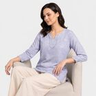 Women's Light Blue Notch Neck Floral Straight Kurti, Light Blue, small