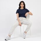 Women's Grey Jogger Fit Solid Track Pants, Melange Light Grey, small