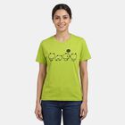 Women's Neon Green Round Neck Casual T-Shirt, Neon Green, small