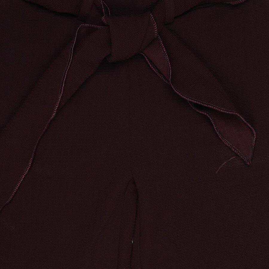 Girls' Wine Regular Fit Heart Printed Pyjama, वाइन, large