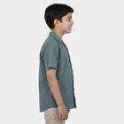 Boys Green Cotton Camp Collar Casual Shirt, गहरा हरा, small