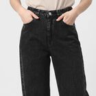 Women's Dark Grey Wide Leg Washed Jeans, गहरा ग्रे, small