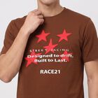 Men's Brown Round Neck Regular Graphic Print T-Shirt, भूरा, small