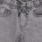 Boys Muted Grey Regular Fit Printed Jogger Jeans, Light Grey, small image number null