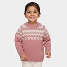Girls' Soft Dusty Pink Crew Neck Knit Pullover, Pink, small image number null