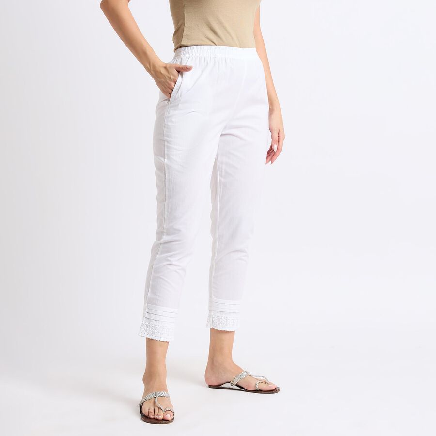 Ladies' 100% Cotton Palazzos , Off White, large image number null