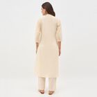 Women's White Cotton Embroidered Ethnic Set, Off White, small image number null