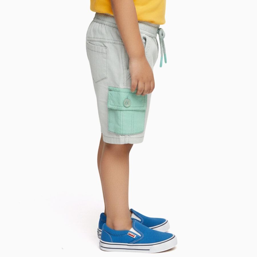 Boys Light Gray Cotton Elastic Waist Bermuda Shorts, Light Grey, large image number null