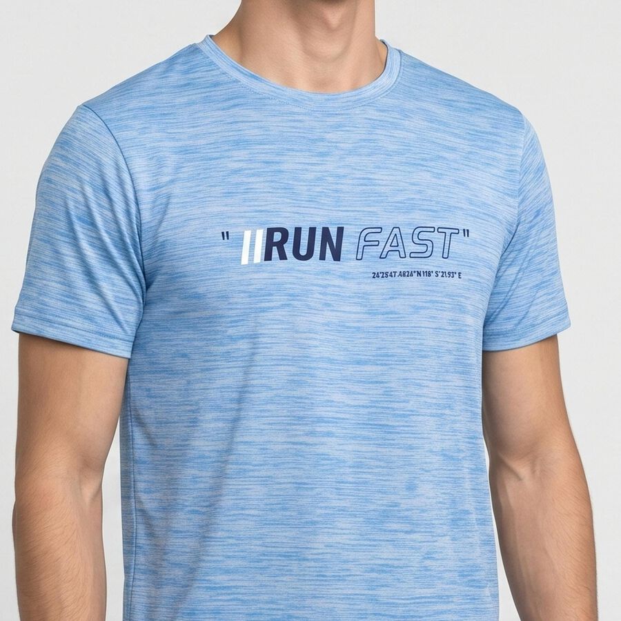 Men's Light Blue Round Neck Regular Drifit T-Shirt, Light Blue, large