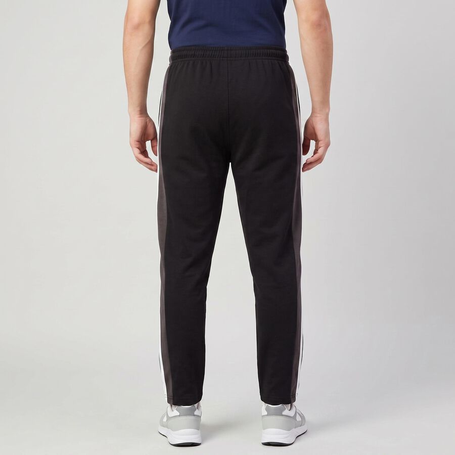 Men's Black Straight Fit Side Stripe Lounge Pyjama, काला, large