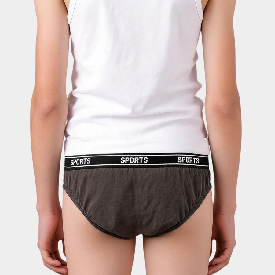 Boys Grey Regular Fit Briefs, Dark Grey, large