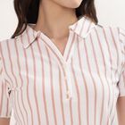 Women's Beige Polo Neck Classic Polo T-Shirt, गहरा पीला, small