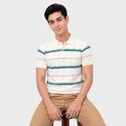 Men White Polo Neck Polo Collared Half Sleeves T-Shirt, ऑफ व्हाइट, small