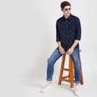Cotton Printed Casual Shirt, Navy Blue, small image number null