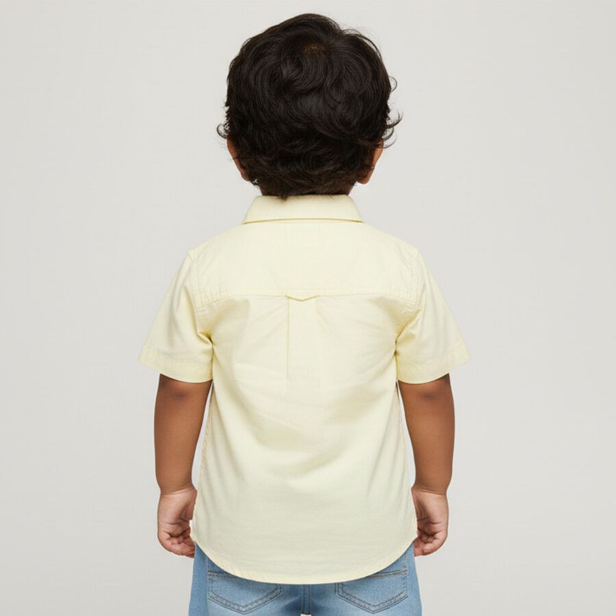 Infants Light Yellow Cotton Half Sleeve Classic Casual Shirt, Yellow, large image number null