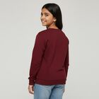 Girls Deep Burgundy Crew Neck Casual Sweatshirt, Wine, small image number null