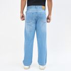 Men's Dark Indigo Blue Slim Fit Washed Jeans, हल्का नीला, small