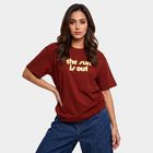 Women's Rust Round Neck Regular T-Shirt, Rust, small