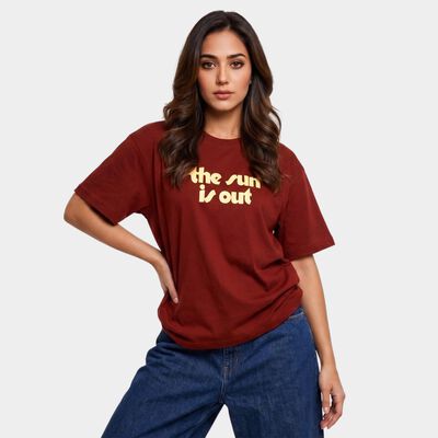 Women's Rust Round Neck Regular T-Shirt