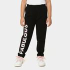 Girls' Black Regular Fit Graphic Printed Pyjama, काला, small