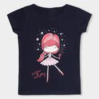 Girls' 100% Cotton T-Shirt, नेवी ब्लू, small image number null