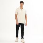 Men's Beige Slim Fit Printed Casual Shirt, Beige, small