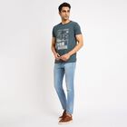 Men's Round Neck Half Sleeves T-Shirt , मध्यम नीला, small image number null