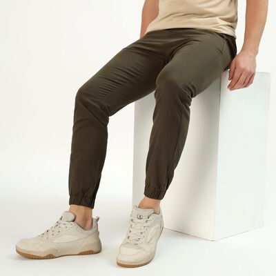 Men's Olive Green Slim Fit Jogger Trousers