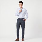 Men's Navy Blue Slim Fit Checked Formal Trousers, नेवी ब्लू, small