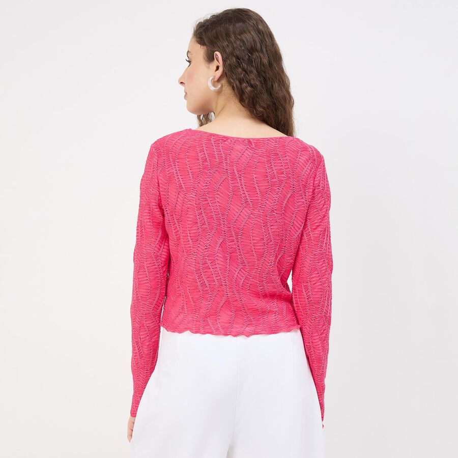 Women's Soft Pink Sweetheart Neck Romantic Crop Top, Pink, large