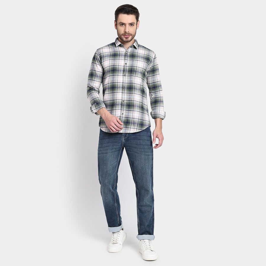 Men's 100% Cotton Casual Shirt , Dark Green, large image number null