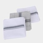 Men's White and Grey Striped and Checked Pack of 3 Handkerchief, Light Grey, small
