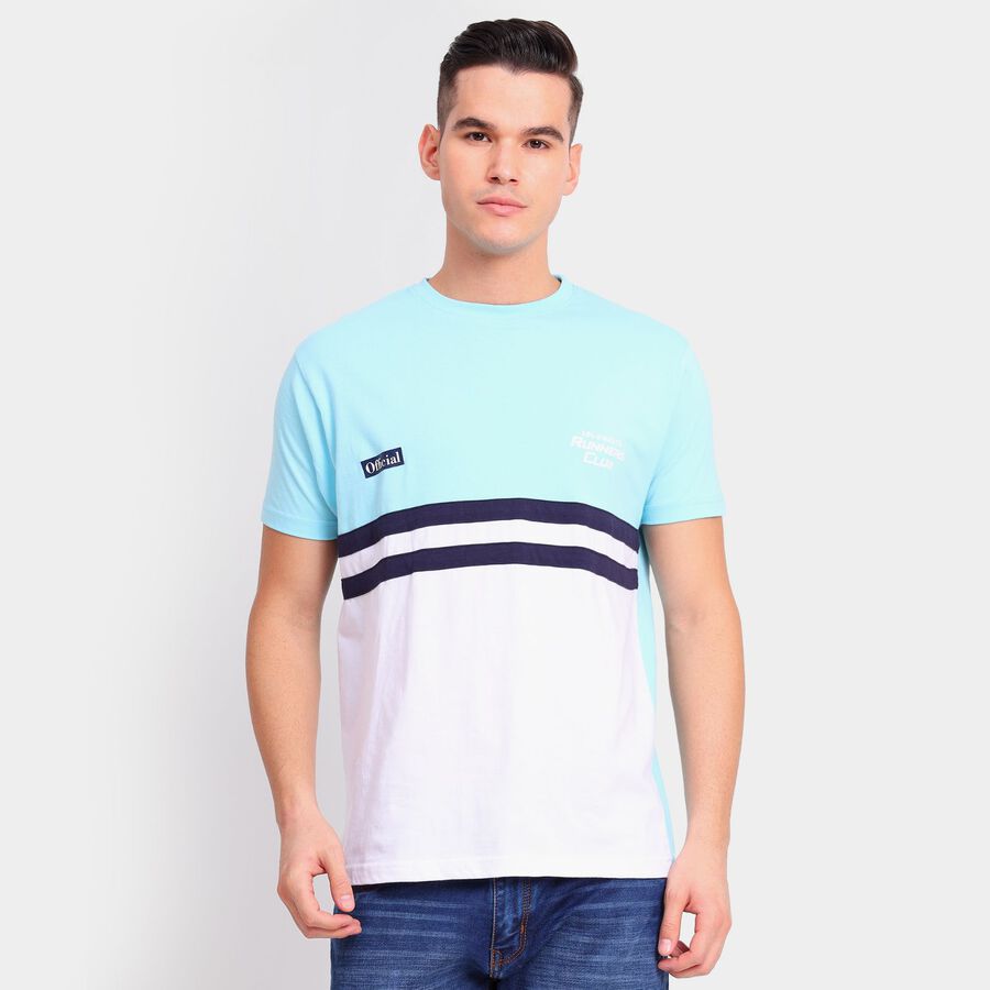 Men's 100% Cotton Round Neck Half Sleeves T-Shirt, Sky Blue, large image number null