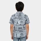 Boys' Light Grey Cotton Half Sleeve Classic Collar Casual Shirt, Light Grey, small