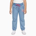 Girls' Light Blue Elastic Waist Bow Detail Jeans, Light Blue, small