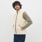 Men's Light Beige High Neck Casual Jacket, एक्रू मिश्रित, small image number null