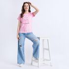 Ladies' 100% Cotton Round Neck T-Shirt , Pink, small image number null