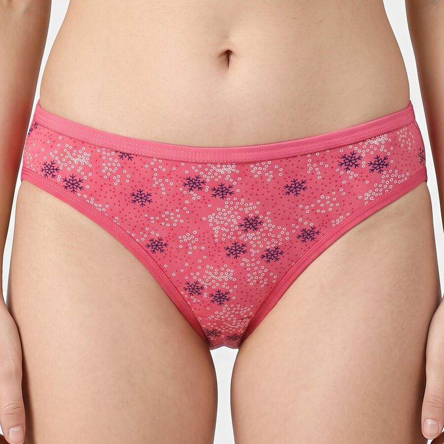 Ladies' Pink Bikini Fit Printed Panty, Pink, large